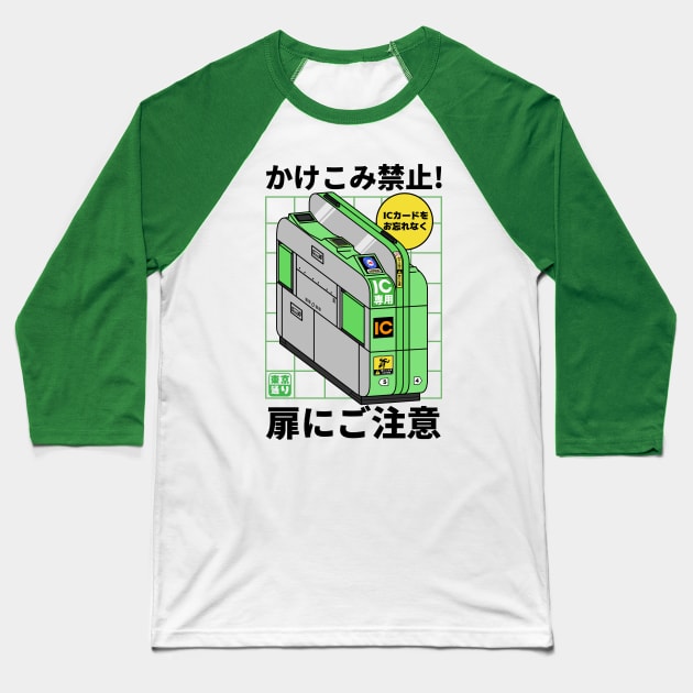 Train Gate Baseball T-Shirt by MoustacheRoboto